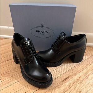 Prada 85mm Block Heel Chocolate Shoes